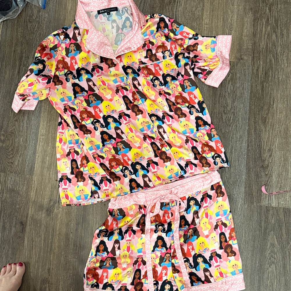 Women's Multicolor Printed Short Pajama Set - Pink Trim